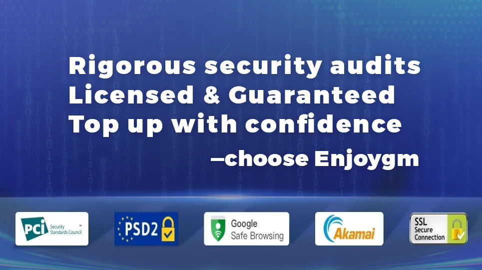 Enjoygm is the recharge hub for games and lives—up to 37% off, 30s instant delivery, password-free SSL checkout, 24/7 live support.