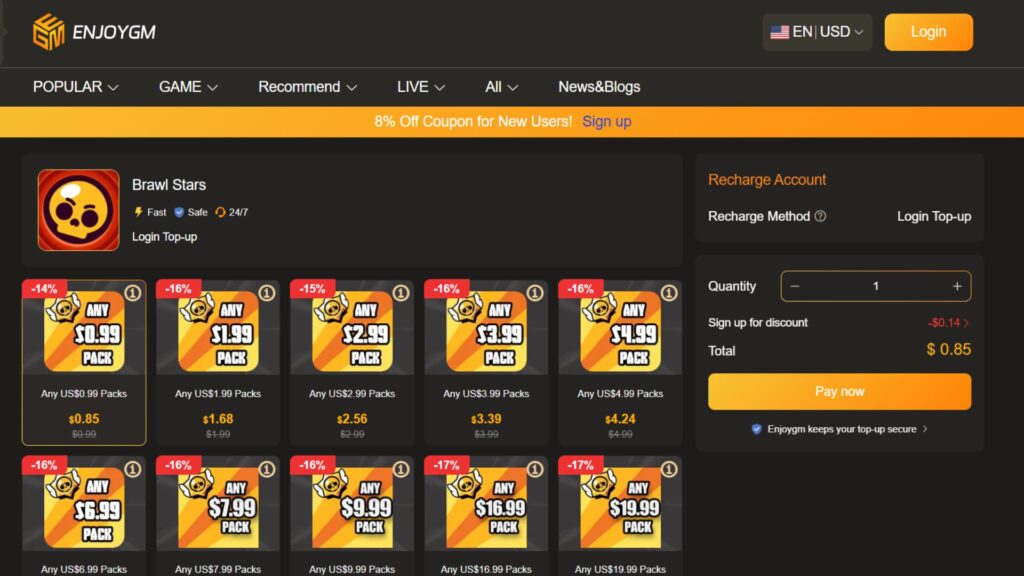 Top Up with Enjoygm for Brawl Stars