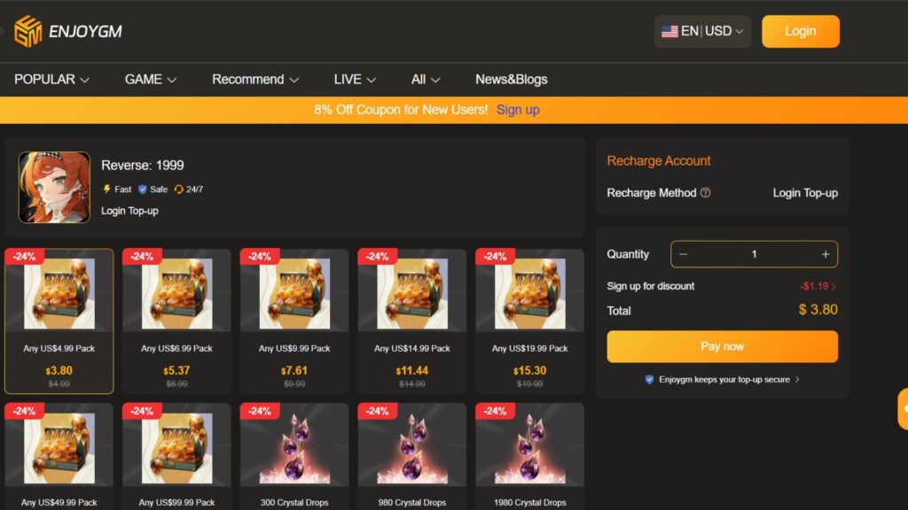 top up Reverse: 1999