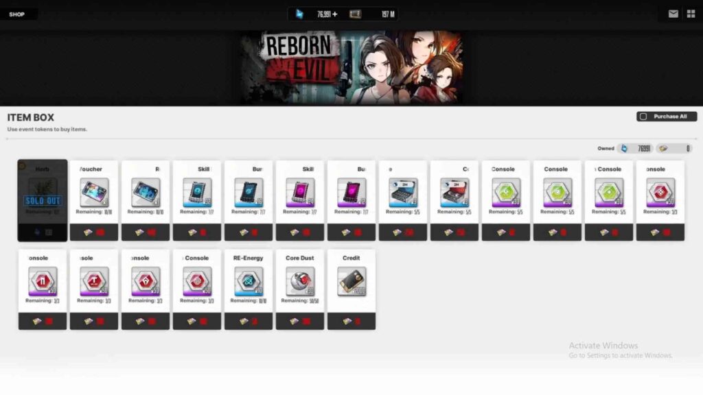 Event Shop and Rewards