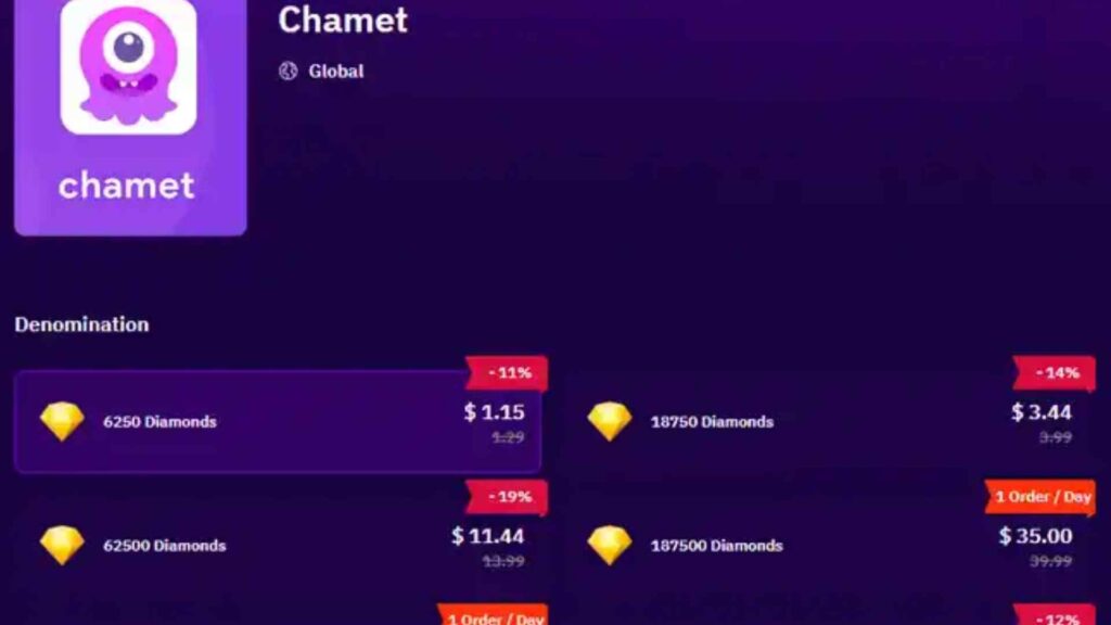 How to Recharge Chamet Diamonds Online
