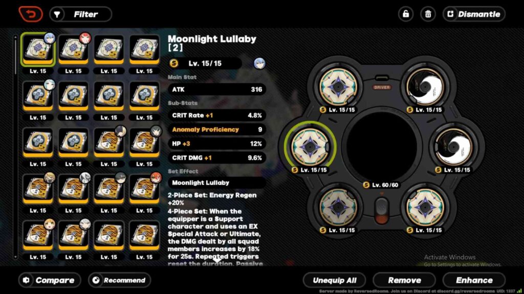 Optimal Drive Disc Sets and Stats
