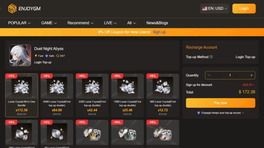 Duet Night Abyss top-ups