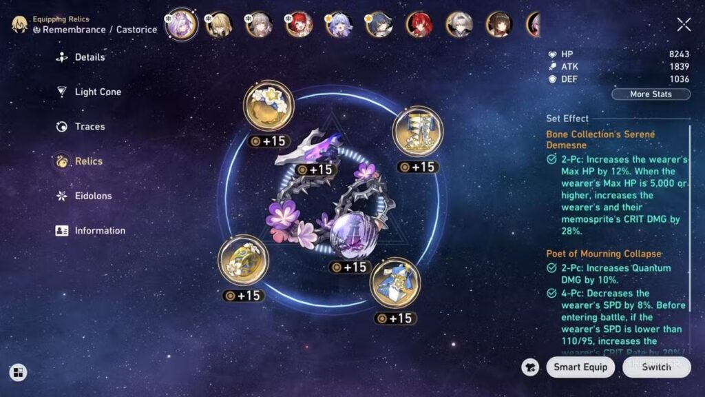 Castorice Relics, Planar Ornaments, and Eidolon Guide