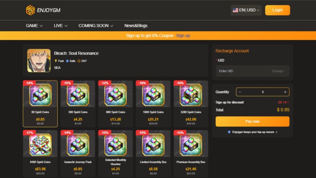 top up Bleach: Soul Resonance