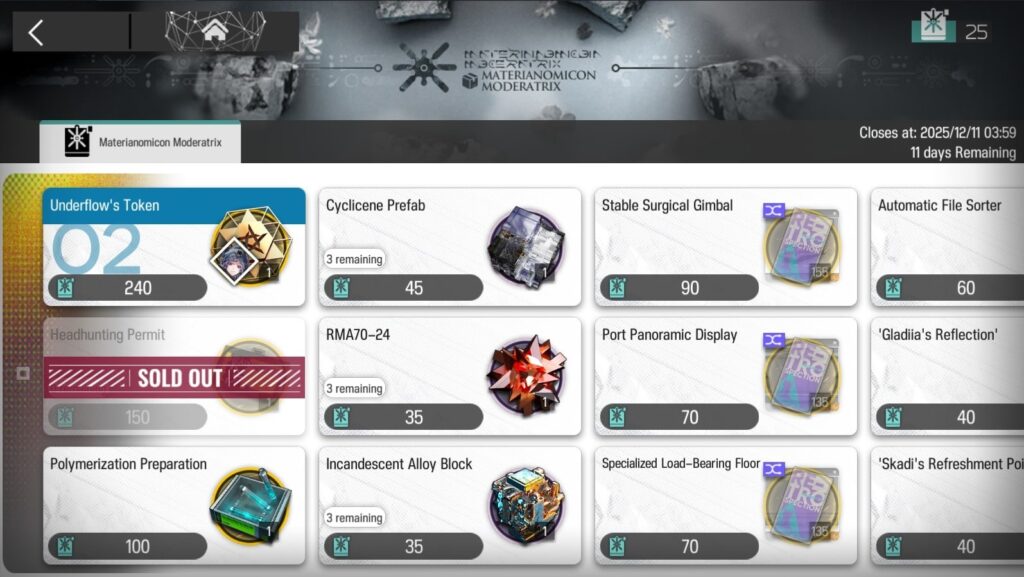 Arknights Path of Life Event Shop