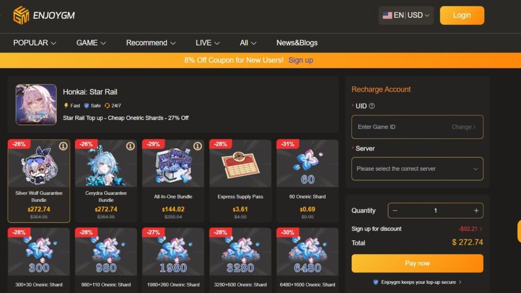 Honkai Star Rail top up