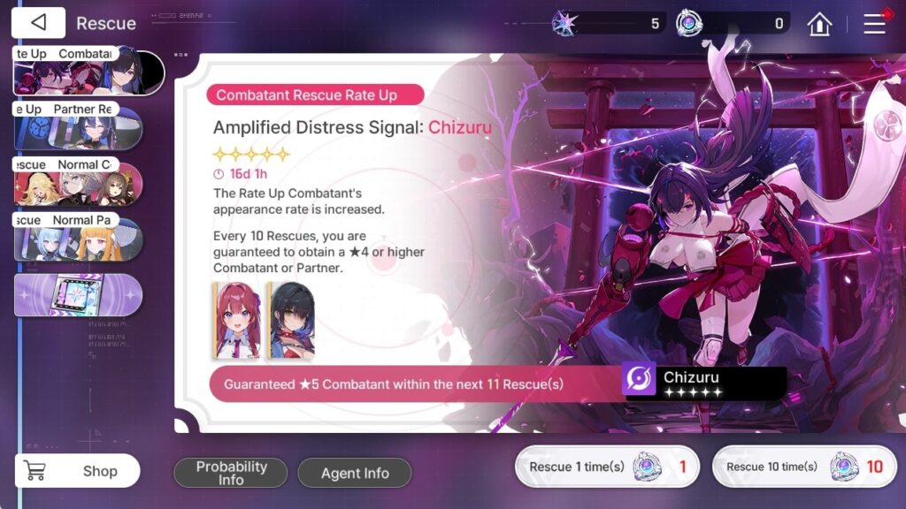 Chaos Zero Nightmare Chizuru Banner