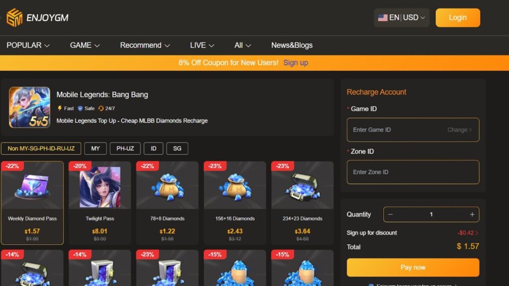 top up Mobile Legends Bang Bang