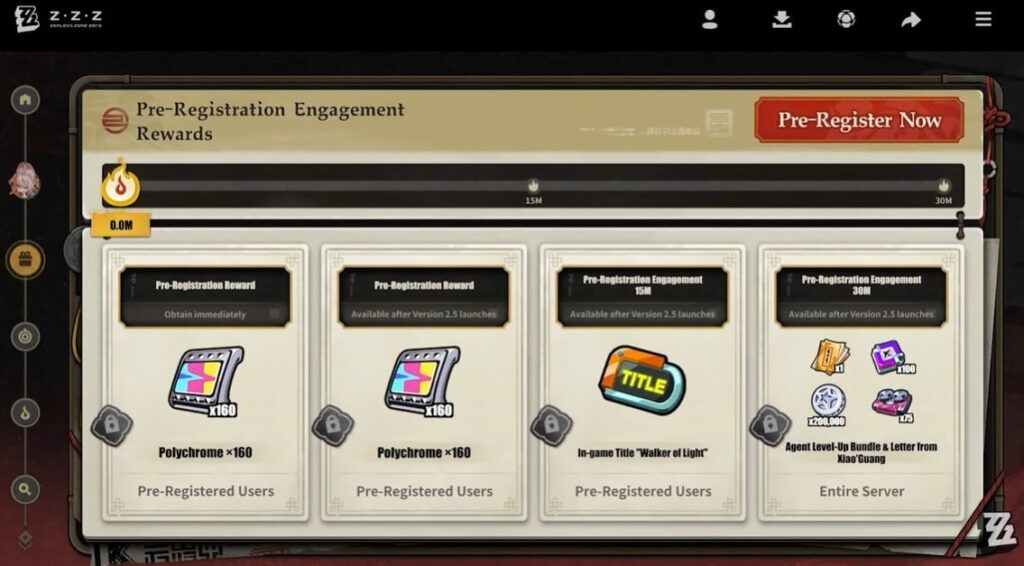Zenless Zone Zero Version 2.5 Pre-register Rewards