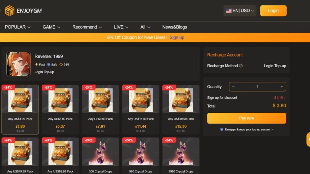 top up Reverse: 1999