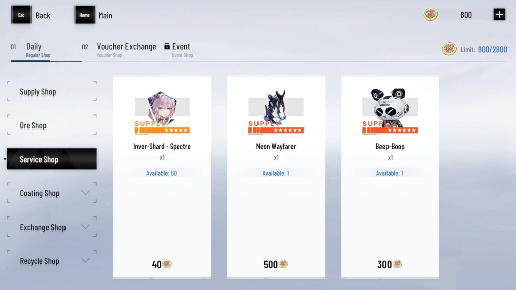 Punishing Gray Raven Service Shop