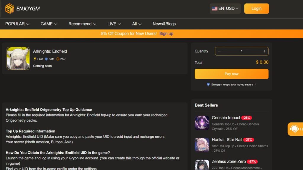 top up Arknights Endfield 