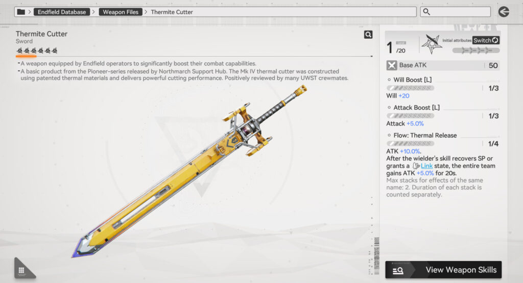 Arknights: Endfield Free 6-star Weapon Thermite Cutter