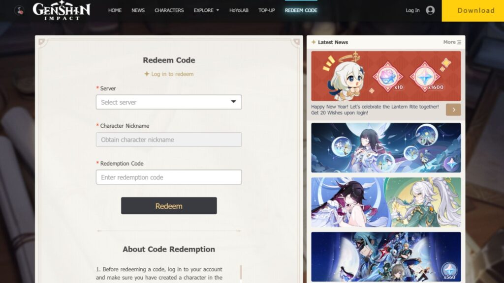 Official Website Redemption