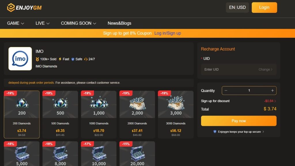 Enjoygm for IMO Recharge in UAE 