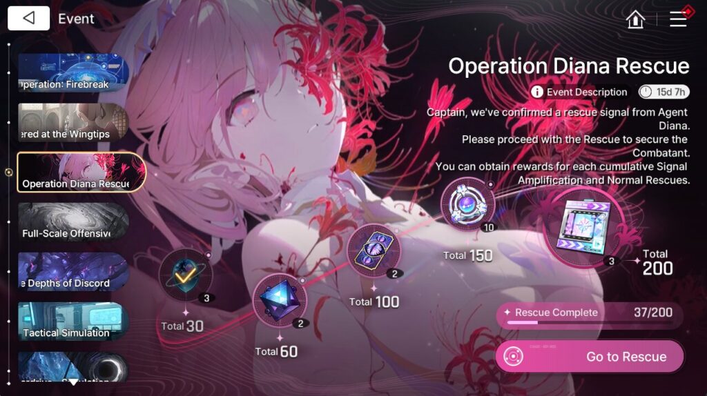 Chaos Zero Nightmare Diana Rescue Event