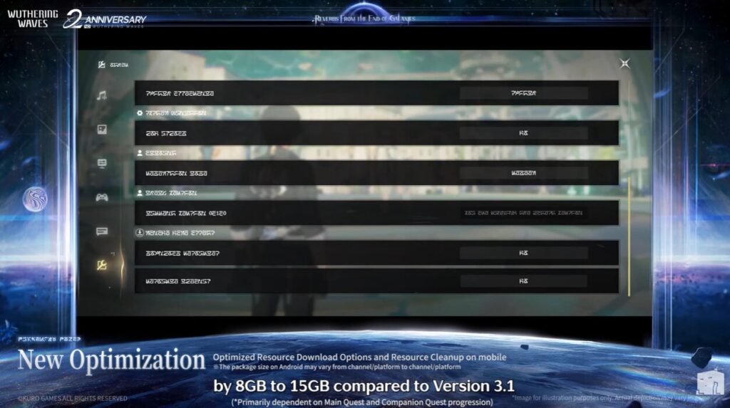 Wuthering Waves Game Size Optimization